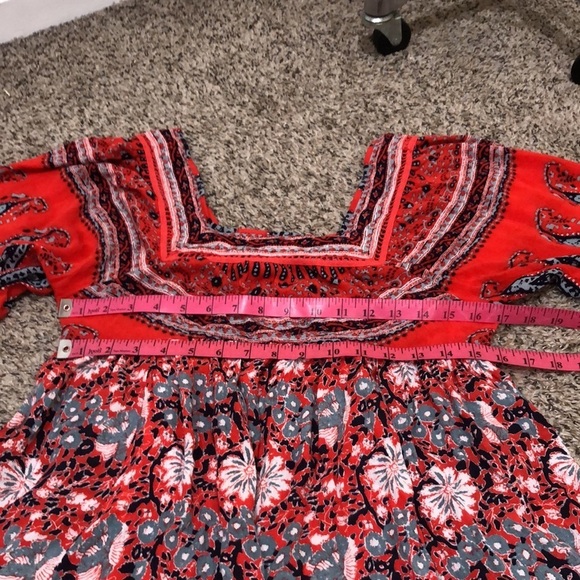 Free People Midsummers Dream Dress Size Small Red Floral Cutout Mini - Picture 11 of 13